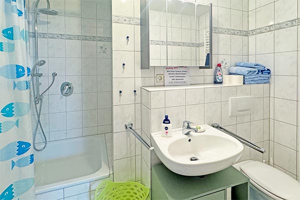 Bad mit Dusche und WC